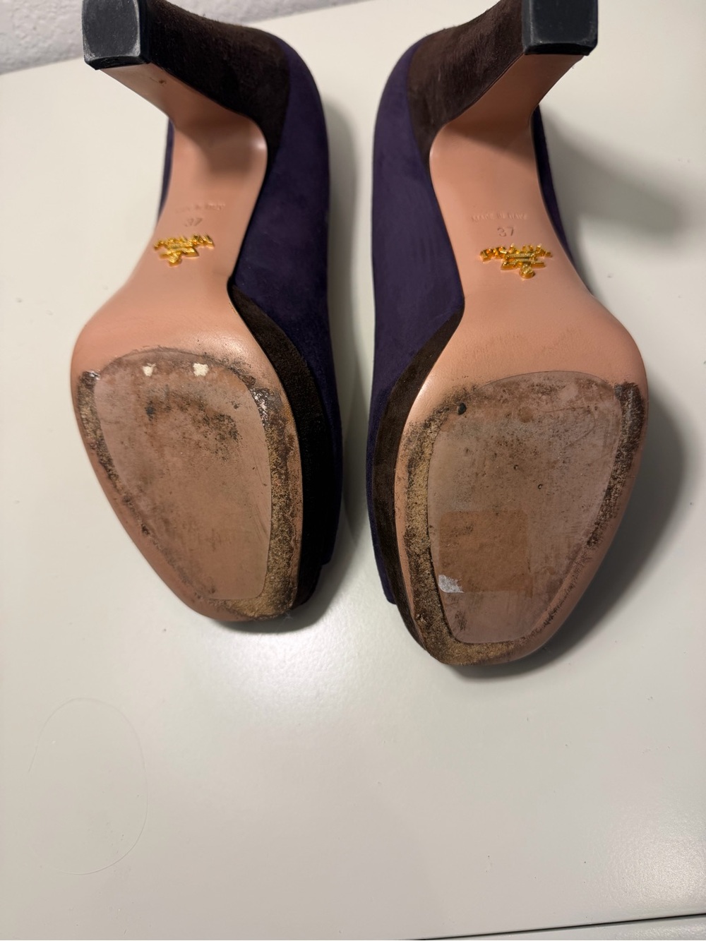Prada Deep Purple Peep-Toe Platform Pumps - Picture 5 of 6
